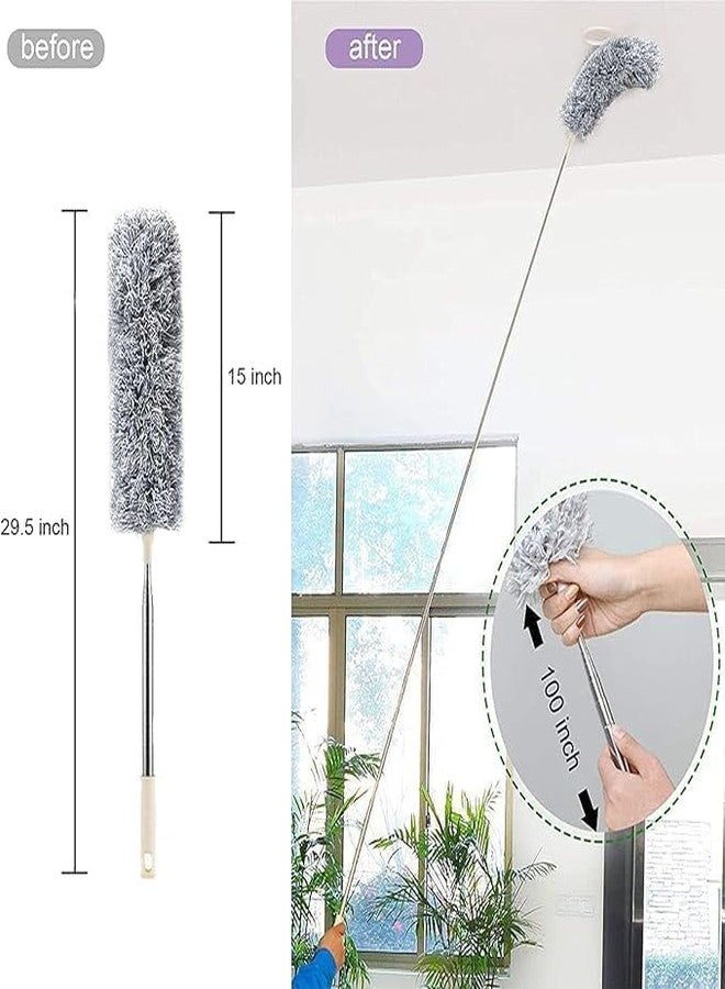 FORCE 24 Force24 - Microfiber Feather Duster Bendable & Extendable Fan Cleaning with 100 inches Expandable Pole Handle for High Ceiling Fans,Window Blinds, Furniture - Image 4